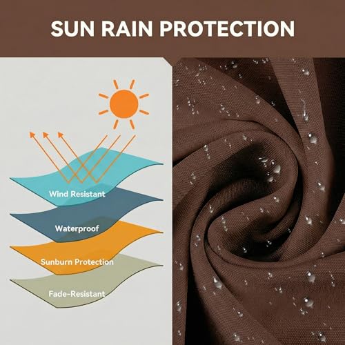 15×15ft Outdoor Patio Umbrella, Double Sided Market Rectangle Umbrella with Crank Handle, Large Sun Shade for Outside Deck, Backyard, Garden - color: Brown