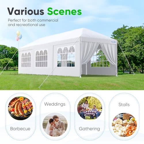 Quictent 10x30 Party Tent Gazebo Wedding Canopy Tent for Parties BBQ Shelter Pavilion with Removable Church Sidewalls & Elegant Church - size: 10'x30'-standard