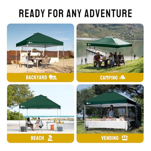 CROWN SHADES 12x12 Pop Up Canopy Outside Canopy, Patented One Push Tent with Wheeled Carry Bag, Bonus 8 Stakes and 4 Ropes, Forest Green - color: Forest Green, size: 12x12