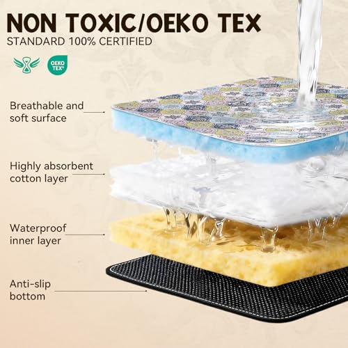 Washable Pee Pads for Dogs, Stylish Absorbent Reusable Training Dog Pads, Non-Slip and Leak-Proof Puppy Pads, Potty Pads for Crates, Whelping, Playpen, Bed and Floors, Cream/Multi 2 Pack 18" x24" - color: Cream/Multi, size: 18" x 24" 2PACK