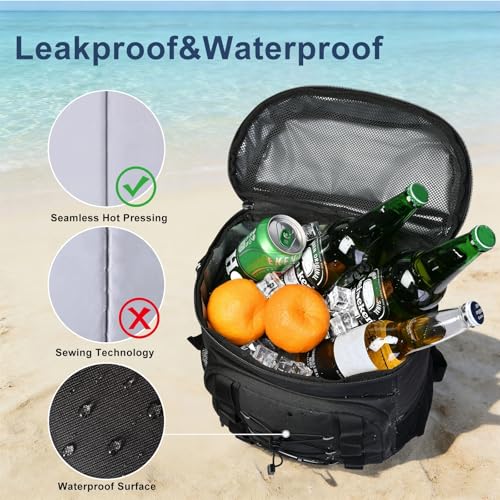 33 Cans Insulated Backpack Cooler - Leakproof Waterproof Lightweight Soft Coolers Bag for Camping Picnic Hiking Beach and Lunchbox Backpacks Bags-Leak Proof Ice Chest Back Pack - color: Black