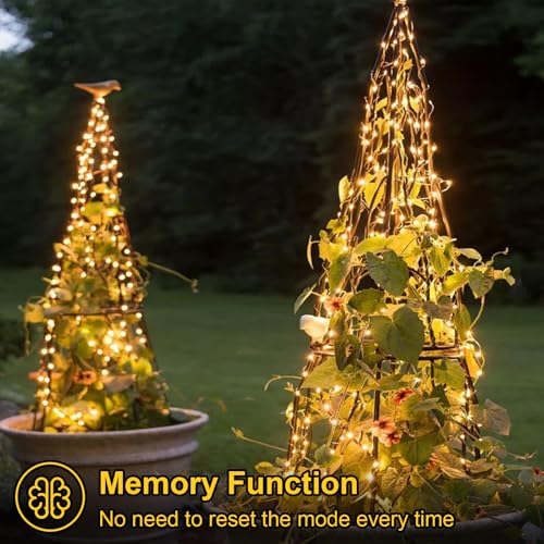 QITONG Solar Fairy Lights, 4 Pack Each 33ft 100 LED Warm White Christmas Light Outdoor Waterproof, 8 Modes Silver Wire Twinkle Mini Lights - color: Warm, size: 4Pack*100LED