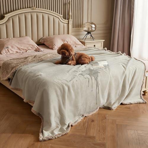 Kritter Planet Waterproof Bed Blanket for Dogs, Washable Stain Proof Pad Bed Cover, Reversible Leakproof Furniture Protector, Liquid Pee Proof Blanket for Couch Sofa, 80x60 inch, Queen Size - color: Camel/Taupe, size: 80"x60"