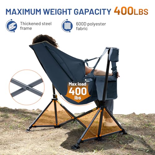 TIMBER RIDGE Hammock Camping Chair, Oversized Swinging Hammock Chair with Adjustable Back and Seat for Outdoor Lawn, Sports, Supports 400lbs, Blue - color: Blue