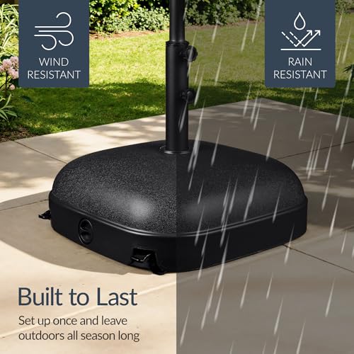 Best Choice Products 123lb Capacity Fillable Mobile Umbrella Base, Heavy Duty Market Stand for Patio, Deck, Poolside, Easy to move w/ 4 wheels - Dome Square Black - color: Black - Dome