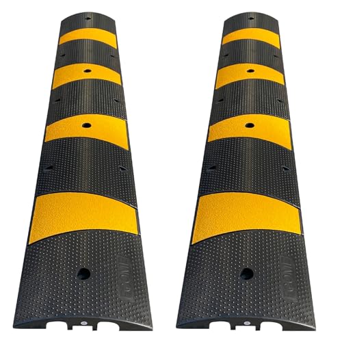 Rubber Speed Bump 6 Feet Rubber Driveway Modular Heavy Duty Speed 72.4 x 12 x 2.4 Inch Cable Protector Ramp for Garage Gravel Roads Asphalt Concrete, 6Ft-Speed Bump (2 pack 6ft speed hump) - color: 2 pack 6ft speed bump
