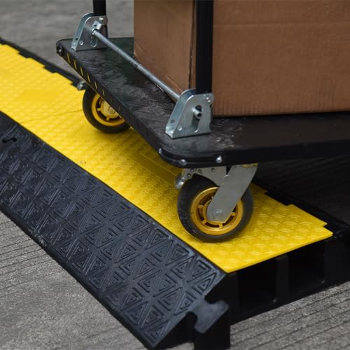 Heavy-Duty Rubber Cable Protector Ramp (1-Pack) - 2-Channel Floor Cord Cover for Driveway, Warehouse, Events - 22,000 lbs Load Capacity - Indoor & Outdoor Use - Cable Speed Bump for Hoses, Cables - color: Large 2-Channel (1-Pack)