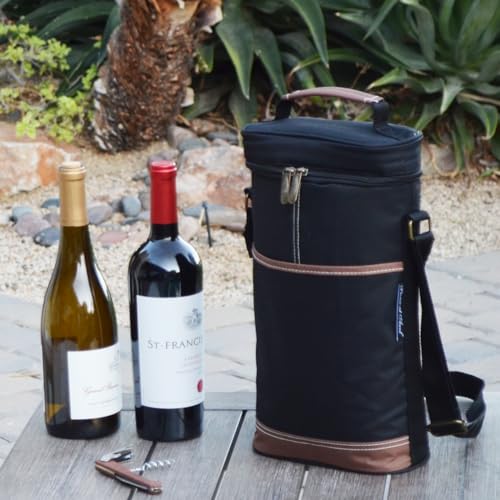Texas University at Austin Officially Licensed Insulated 2 Bottle Travel Wine Tote with Corkscrew & Shoulder Strap -Designed & Assembled in the USA