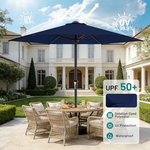AreShark 11 FT Patio Umbrella for Outdoor, Outdoor Table Umbrella with Push Button Tilt and Crank, Outdoor Patio Umbrellas with 6 Sturdy Ribs, Patio Umbrellas for Market, Garden, Pool (Navy) - color: Navy, size: 11ft