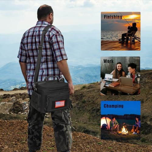 ATRIPACK Lunch Box for Men, Tactical Lunch Bag MOLLE Webbing Leakproof Insulated Large Lunch Cooler Women Adult Meal with Adjustable Shoulder Strap Durable Lunch Pail(Black) - color: Black, size: Medium
