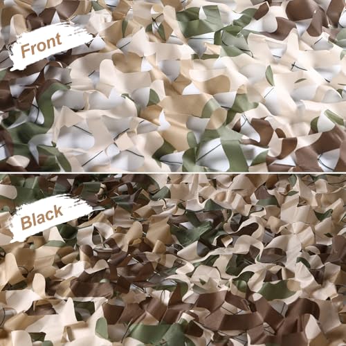 Camo Netting Camouflage Netting 6.5ft×10ft,10ft×10ft, 20ft×20ft,with Mesh Backing, Hunting Blind Nets, Sunshade Canopy, Army Tarp Fence Net for Party Decoration, Photograph and Car Cover - color: Brown Camo, size: 6.5ftx10ft