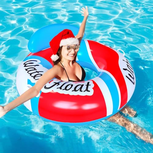 SUNSHINEMALL Inflatable Pool Floats Adult Swimming Rings Pool Floaties Accessories Lake Water Floats Beach Air Sofa Inflatable Lounge Chairs Rafts - color: Red