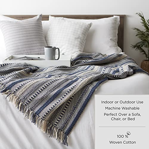 DII Woven Throw Collection 100% Cotton, Basketweave, 50x60, Stone - color: Stone, size: 50x60"