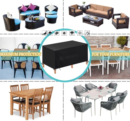 Patio Furniture Cover Outdoor, Waterproof 420D Heavy Duty Rectangle Oxford Table Chair Set Covers Tear Resistant, Sectional Sofa Set Cover with Carrying Bag Windproof Straps