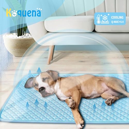Dog Cooling Mat, Comfortable Pet Cooling Pad for Dogs Cats, Q-Max>0.4 Washable Cool Fiber Portable for Indoor Outdoor Car Seats - size: Medium