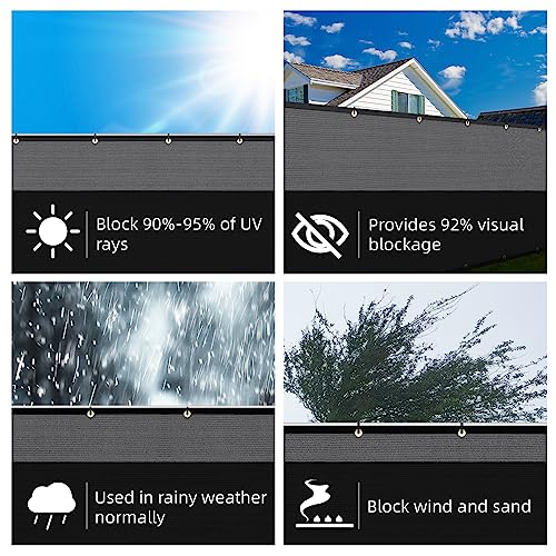 KANAGAWA 5ft x 50ft Privacy Screen Fence, 90% Blockage Heavy Duty 175 GSM Fencing Mesh Net Cover for Outdoor Wall Garden Yard Backyard 80 Cable Zip Ties Included Black - color: Black, size: 0 5' x 50'