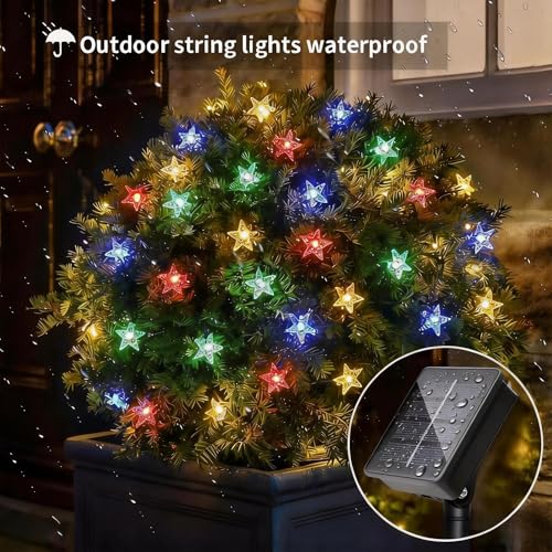 Twinkle Solar Star String Lights Outdoor Waterproof Fairy Lights 39FT 100 LED with 8 Lighting Modes for Camping Garden Wedding Party Tree Holidays Backyard Patio(Multicoloar) - color: Multicolor