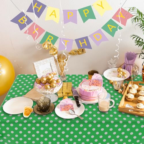 2 Pack Green Polka Dot Tablecloth,Green and White Tablecloths Disposable Plastic Rectangular Picnic Table Cover,Suitable for Rectangular Tables(54 x 108 Inches) - color: Polka Dot Green, size: 54" x 108" Rectangular (2 Pack)