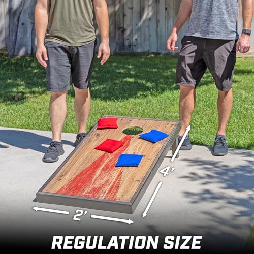 GoSports 4 x 2 ft Regulation Size Wood Cornhole Boards - 10 Vintage Wood Designs (Choose Your Style) - color: Rustic Wood