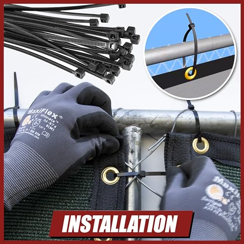 Amgo 4' x 25' Black Fence Privacy Screen, Commercial Standard Heavy Duty Windscreen with Bindings & Grommets, 90% Blockage, Cable Zip Ties Included (We Make Custom Size) - color: Black, size: 0 4' X 2 5'