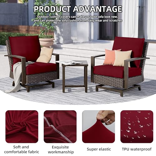 12Pcs Outdoor Cushion Covers, Patio Cushion Covers,Stretch Elastic Slipcovers, Replacement Washable & Reusable Furniture Protector for Patio Couch (Claret,Cover Only) - color: Claret, size: 12Pcs-Solid color