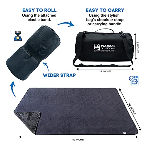 Waterproof Outdoor Blanket Large Fleece Camping & Stadium Blankets for Cold Weather. Perfect for Outdoors, Car, Dogs, Boat, Picnic. Windproof, Extra Warm, Machine Washable. - color: Black