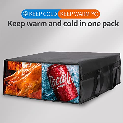 Bodaon Insulated Pizza Delivery Bag, 20" x 20" x 8" Pizza Warmer Bags for Carry Hot, Insulated Food Delivery Bag, Insulated Grocery Bags, Black, 1-Pack - color: Black, size: 20" x 20" x 8"