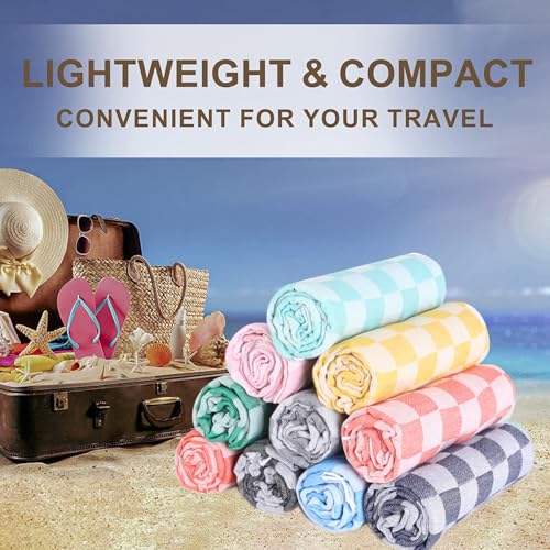 2 Packs Travel Essentials Turkish Beach Towels Vacation Essentials Pool Towel for Women Birthday, Teacher Appreciation Gifts Thin Sandless Fast Drying Compact No Sand Packable Vacation Essentials - color: 2 Pack Blue Aqua, size: 72 x 36 inch