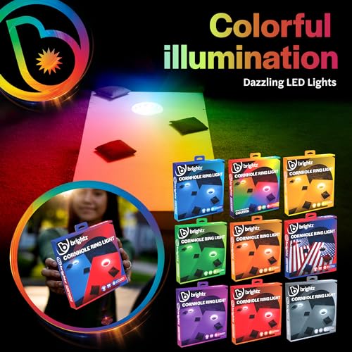 Brightz LED Cornhole Board Ring Lights, 2-Pack - 48-Hour Battery Life - Illuminate Your Game with Dazzling Glows and Ultimate Style for Non-Stop Evening Fun and Excitement (Includes Hole Lights Only) - color: Orange