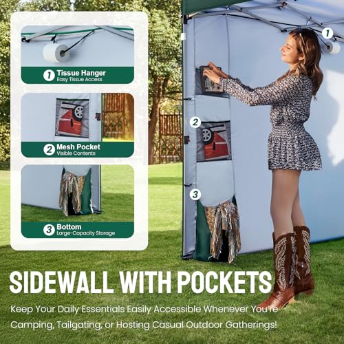 CROWN SHADES Canopy Tent 10x10 Pop Up Canopy Outdoor Shade with Pockets Sidewall, Easy Up Sun Shelter with One Person Set Up Center Lock, Portable Instant Camping Beach Canopy Tents, Forest Green - color: Forest Green