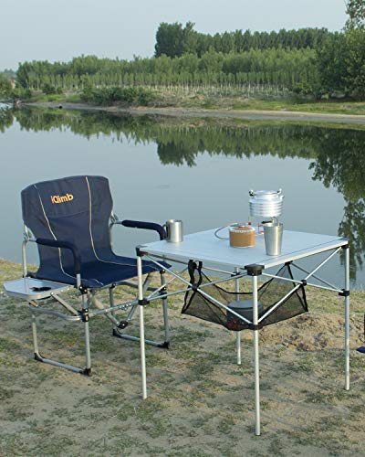 iClimb Lightweight Stable Alu. Folding Square Table Roll Up Top with Carry Bag for Camping Picnic Backyards BBQ Camp Kitchen (Silver, L) - color: Alu Silver, size: Large