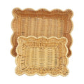 2Pack Wave Shaped Woven Dining Basket Imitation Rattan Fruit Baskets Shaped Picnic Basket Fruit Basket Table Tray Suitable for Family Gatherings Outdoor Camping and Gift Giving - size: 2