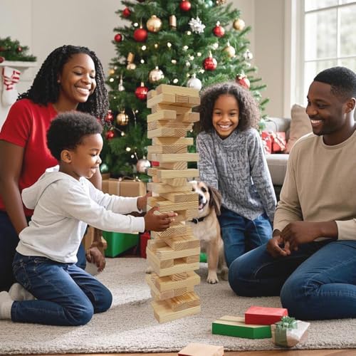 Giant Tumble Tower Game, Outdoor Games for Kids and Adults, Wood Blocks Tower Yard Game (Large-1.87FT)