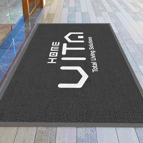 Custom Personalized Commercial Floor Mat with Any Logo Size Color Entryway Welcome Doormat Entrance Carpet for Business Home Indoor/Outdoor Non-Slip Durable Wear Resistance - color: Grey, size: 1.9'x1.3'/60x40cm