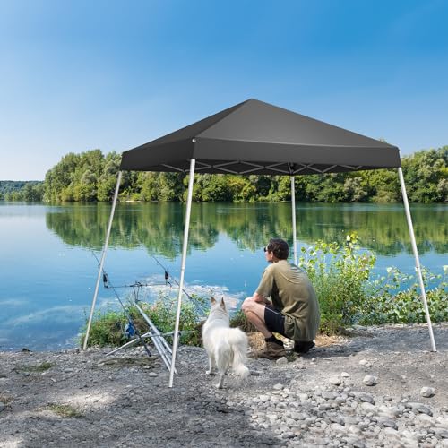 6x6ft Pop Up Canopy Tent,Portable Home Use Waterproof Folding Tent,Easy Up Gazebo Canopy Tents,Commercial Beach Tents,with Carry Bag,for Outdoor Patio Camping Wedding Party BBQ Garden (Dark Grey) - size: 6x6ft