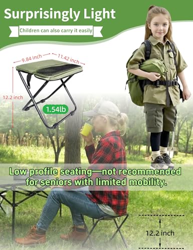 COMELY Portable Folding Chair for Outdoors: Heavy Duty Camping Stool for Adults, Compact Ultralight Collapsible Stools for Fishing Hiking Hunting & Backpacking, Khaki - color: Khaki