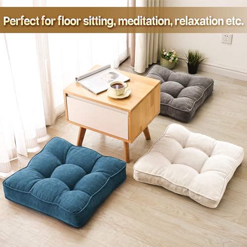 1 MIDDLE ONE Floor Pillow Set of 2, Memory Foam Floor Cushions for Adults, Large Meditation Pillow for Sitting, 22 x 22 Inches (Square | Navy) - color: Square | Navy