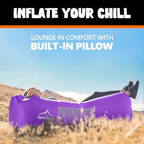 AlphaBeing Inflatable Lounger Beach Chair Accessories, Air Sofa Hammock Inflatable Couch for Camping Backyard Lakeside with Compression Sacks, Ideal Outdoor Gifts for Adults - color: PURPLE