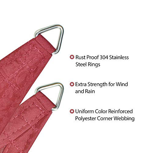Alion Home Waterproof Rectangle Sun Shade Sail Straight Edge Canopy Cover with Grommet for Pergola Patio Gazebo Carport Outdoor Car Tent (7' x 10', Burgundy Red) - color: Burgundy Red, size: 7' x 10'