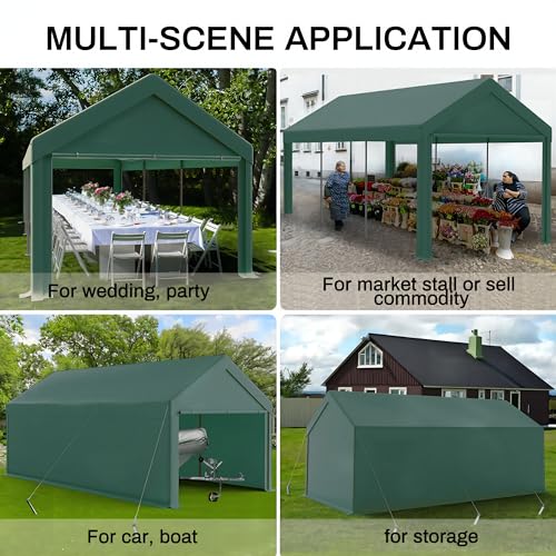 Carport 10x20ft Heavy Duty Canopy Storage Shed,Portable Garage Party Tent,Portable Garage with Removable Sidewalls & Doors All-Season Tarp for Car,Truck,Party SNC24# (N/WH) - color: N/WH