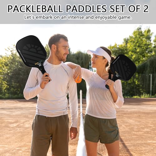 Pickleball Paddles Set of 2, USAPA Approved Lightweight Fiberglass Pickleball Paddles,Pickleball Indoor Outdoor Game for Adults Family Friends, Pickleball Gift for Men Women