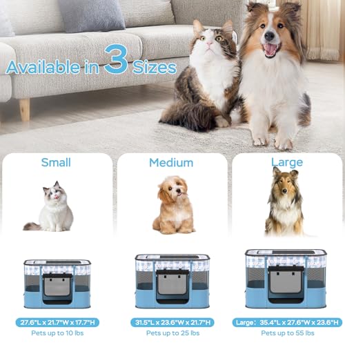 Dog and CAT pop Play Pen,Pets Houses for Dogs and Cats,Indoor&Outdoor Exercise Pen Dog Tent Puppy Playground Large (M, Bule) - color: Blue, style: Medium（31.5"L x 23.6"W x 21.7"H）