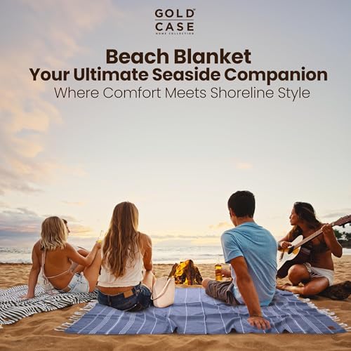 Gold CASE LYCIA Turkish Beach Towel Set of 6 – 100% Cotton Turkish Beach Towels Bulk 70 x 38'' – LYCIA Oversized, Quick Dry & Sand Free Beach Towel – Lightweight Towels Set in Tones of Blue - color: Tones of Blue, style: Beach-Bath Towel Set