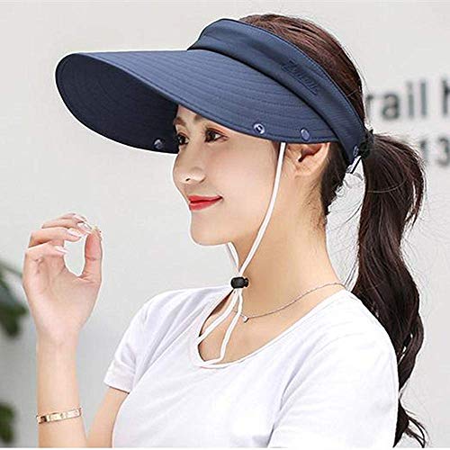 Outdoor UPF 50+ UV Sun Protection Waterproof Breathable Face Neck Flap Cover Folding Sun Hat for Men/Women - color: Navy