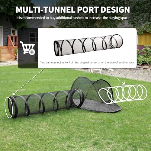Rest-Eazzzy Cat Tent Outdoor, Pet Enclosure Tent Suitable for Cats and Small Animals, Indoor Playpen Portable Exercise Tent with Carry Bag(Pet Tent& Tunnel) S - color: black-straight tunnel