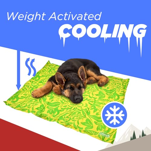 Coleman Medium Green Botanical Pattern Reversible Cooling Mat – 24” x 30” - color: Green