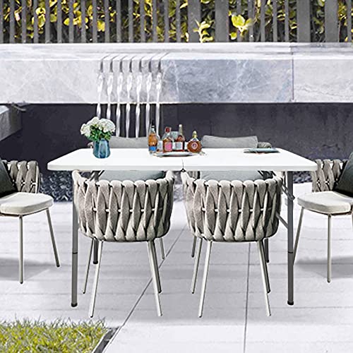 4 FT Folding Table, Plastic Portable Tables for Dining Parties Card Picnic Camping, Granite White - size: 4FT
