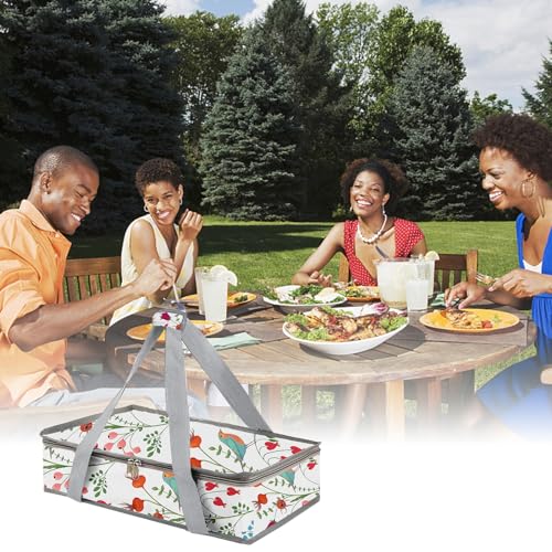 Insulated Casserole Carriers for Hot or Cold Food,Casserole Dish Bag Carrying Case,Food Carrier Warmer Container Bag for Travel Picnic.Pioneer Woman Kitchen Stuff.Fits 9"x13" Baking Dish - color: Bird