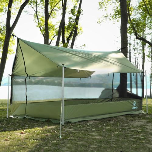REDCAMP Large Hammock Hot Tent with Stove Jack, Waterproof & Windproof Winter Wall Tent with Snow Skirt, Ultralight 4 Season Tents for Camping, Hiking, Bushcraft, Backpacking, Hunting - style: Screen Tent 4.2lbs
