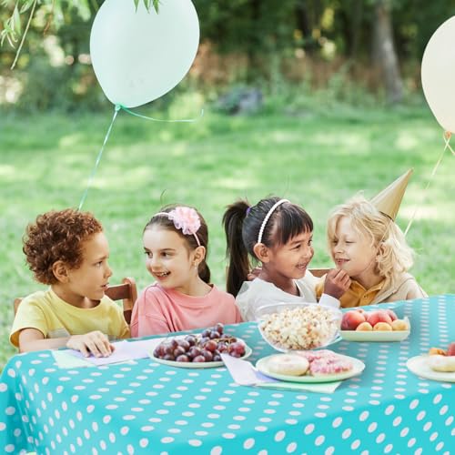 2 Pack Blue Polka Dot Tablecloth,Blue and White Tablecloths Disposable Plastic Rectangular Picnic Table Cover,Suitable for Rectangular Tables(54 x 108 Inches) - color: Polka Dot Blue, size: 54" x 108" Rectangular (2 Pack)